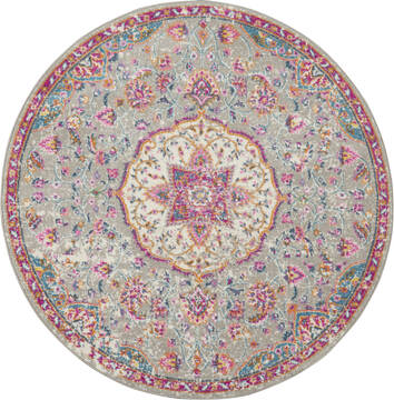Nourison Passion Grey Round 4 ft and Smaller Polypropylene Carpet 114522
