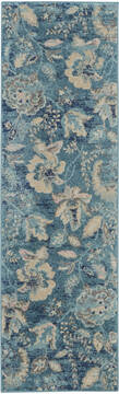 Nourison Tranquil Blue Runner 6 to 9 ft Polypropylene Carpet 114996