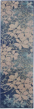 Nourison Tranquil Blue Runner 6 to 9 ft Polypropylene Carpet 115124