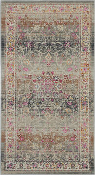 Nourison Vintage Kashan Grey Rectangle 2x4 ft Polypropylene Carpet 115489