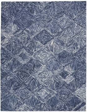 Nourison Linked Blue Rectangle 8x10 ft Wool Carpet 115622