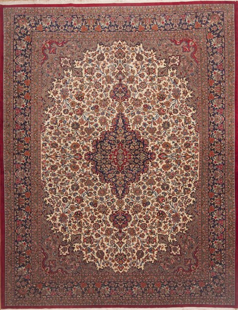 Qum Red Hand Knotted 100 X 130 Area Rug 100-12016 Image 0