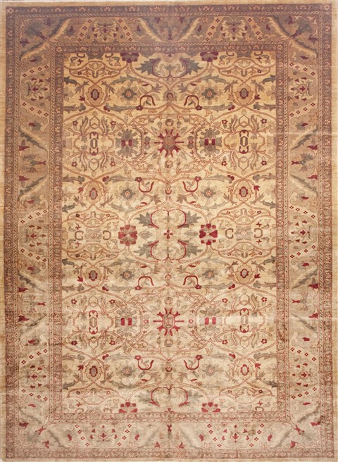 Pishavar Beige Hand Knotted 109 X 150 Area Rug 100-12041 Image 0