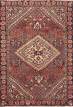 Bakhtiar Red Hand Knotted 6'3" X 9'6"  Area Rug 100-12310