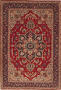 Persian Tabriz Red Rectangle 3x5 ft Wool Carpet 12348