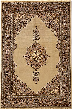 Persian Kashan Beige Rectangle 5x8 ft Wool Carpet 12529