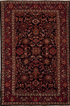 Persian Hamedan Black Rectangle 5x8 ft Wool Carpet 12559