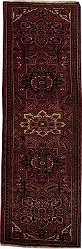 Mussel Red Runner Hand Knotted 3'5" X 10'5"  Area Rug 251-12786