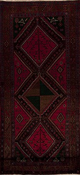Mussel Red Runner Hand Knotted 4'11" X 10'9"  Area Rug 251-12807