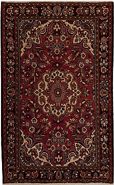 Mussel Red Hand Knotted 5'0" X 8'3"  Area Rug 251-12818