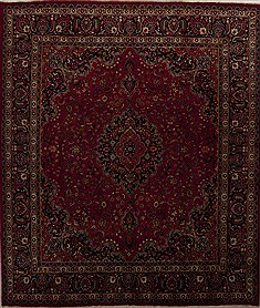 Khorasan Red Square Hand Knotted 9'6" X 11'2"  Area Rug 251-12862