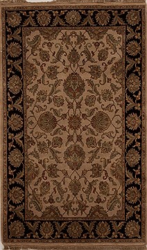 Indian Agra Beige Rectangle 4x6 ft Wool Carpet 12881