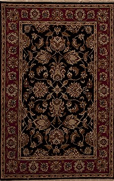 Agra Black Hand Knotted 3'11" X 6'2"  Area Rug 251-12891