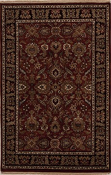 Indian Agra Red Rectangle 4x6 ft Wool Carpet 12894