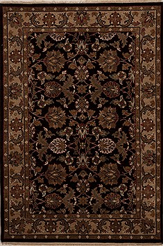 Indian Agra Black Rectangle 4x6 ft Wool Carpet 12897