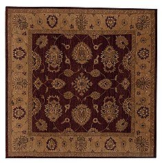 Indian Agra Red Square 5 to 6 ft Wool Carpet 12928