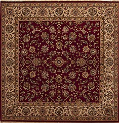 Indian Isfahan Red Square 5 to 6 ft Wool Carpet 12929
