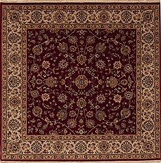Indian Agra Red Square 5 to 6 ft Wool Carpet 12932
