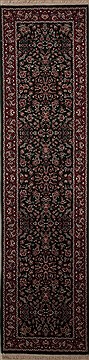Agra Green Runner Hand Knotted 2'6" X 10'0"  Area Rug 251-12962