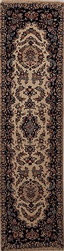 Persian Mashad Beige Runner 6 to 9 ft Wool Carpet 12981