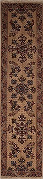 Persian Mashad Beige Runner 10 to 12 ft Wool Carpet 12982