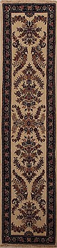 Persian Mashad Beige Runner 10 to 12 ft Wool Carpet 12996