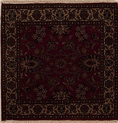 Kashmir Red Square Hand Knotted 3'0" X 3'0"  Area Rug 251-12998