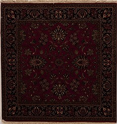 Indian sarouk Red Square 4 ft and Smaller Wool Carpet 13009