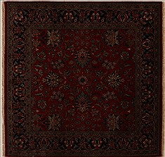 Indian Kashmir Red Square 5 to 6 ft Wool Carpet 13026