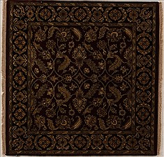 Indian Agra Red Square 5 to 6 ft Wool Carpet 13030