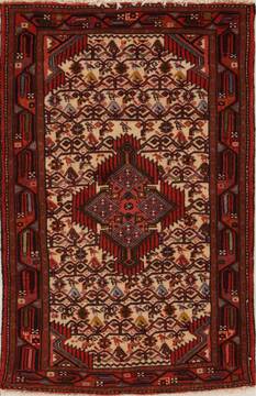 Persian Hamedan Beige Rectangle 3x5 ft Wool Carpet 13050
