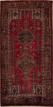 Mussel Red Runner Hand Knotted 4'10" X 10'0"  Area Rug 251-13130