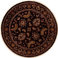 Indian Jaipur Black Round 5 to 6 ft Wool Carpet 13158