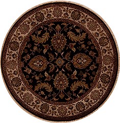 Indian Jaipur Black Round 5 to 6 ft Wool Carpet 13161