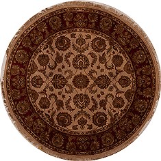 Indian Agra Beige Round 5 to 6 ft Wool Carpet 13180