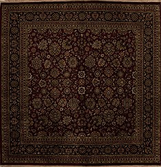Indian Kashmir Red Square 9 ft and Larger Wool Carpet 13257