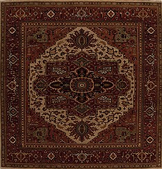 Indian Serapi Beige Square 9 ft and Larger Wool Carpet 13258