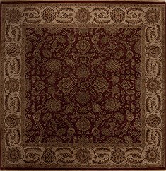 Indian Agra Red Square 9 ft and Larger Wool Carpet 13316