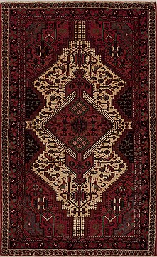 Persian Hamedan Red Rectangle 5x8 ft Wool Carpet 13335