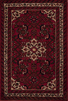 Persian Hossein Abad Red Rectangle 2x3 ft Wool Carpet 13469