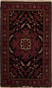Indian Heriz Black Rectangle 3x5 ft Wool Carpet 13592