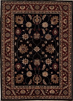 Pakistani Pishavar Black Rectangle 6x9 ft Wool Carpet 13637