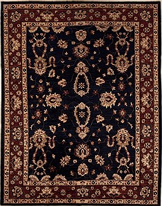 Pakistani Pishavar Blue Square 7 to 8 ft Wool Carpet 13656