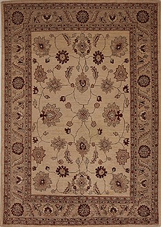 Pakistani Pishavar Beige Rectangle 5x8 ft Wool Carpet 13689