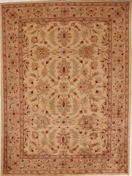 Pakistani Pishavar Beige Rectangle 7x10 ft Wool Carpet 13711