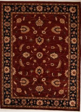 Pakistani Pishavar Red Rectangle 7x10 ft Wool Carpet 13718