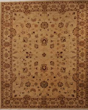Pakistani Pishavar Beige Rectangle 8x10 ft Wool Carpet 13738