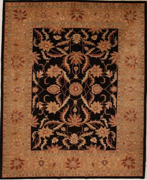 Pakistani Pishavar Black Rectangle 8x10 ft Wool Carpet 13757