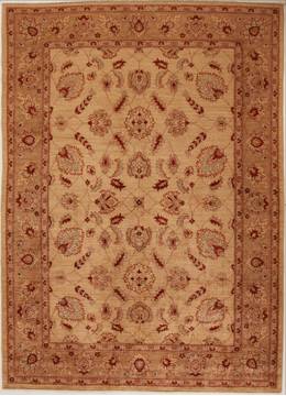 Pakistani Pishavar Beige Rectangle 7x10 ft Wool Carpet 13774