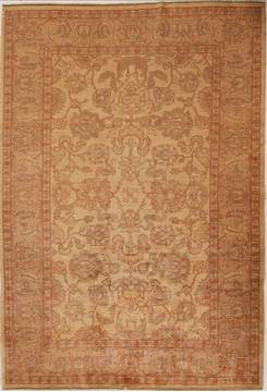 Pakistani Pishavar Beige Rectangle 7x10 ft Wool Carpet 13791
